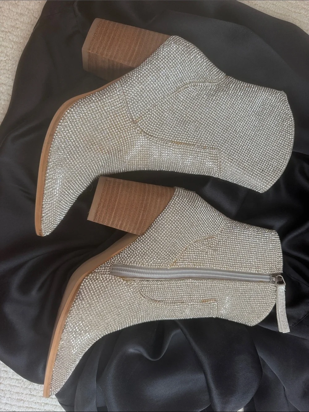 Embellished Silver Ankle Boots